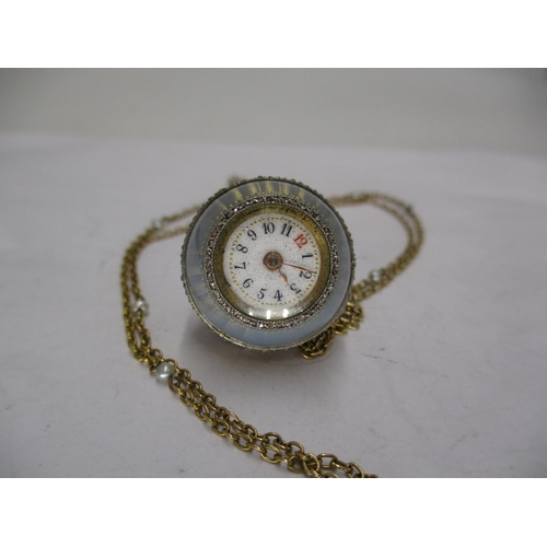 415 - Early 20th Century Blue Enamel and Diamond Set Pendant Watch