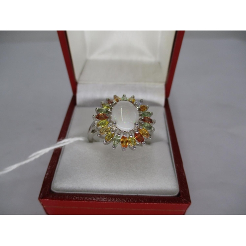 485 - Opal and Multi-Coloured Sapphire Ring