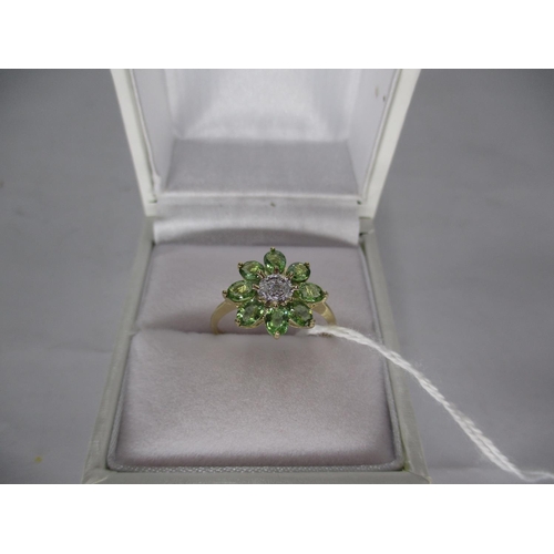 488 - 9ct Gold Peridot and Diamond Ring