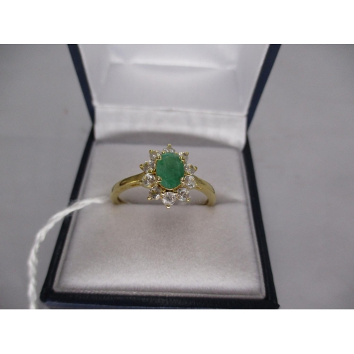 489 - Emerald and White Topaz Ring