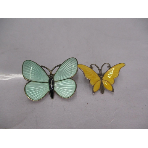 506 - Norwegian Small Silver Gilt and Enamel Butterfly Brooch with Pale Turquoise Wings and Black Body, 3c... 