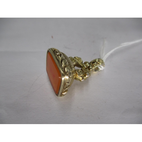 517 - Unmarked Gold Chased and Carnelian Fob Seal