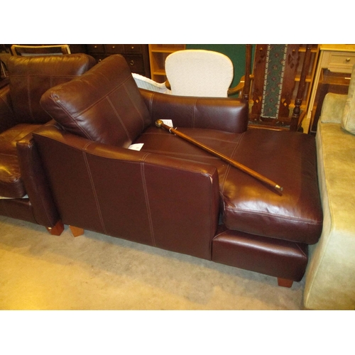 659 - Brown Leather Chaise Longue