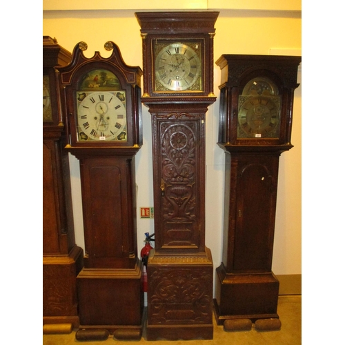 680 - John Bond Peterborough Brass Dial 8 Day Carved Oak Longcase Clock