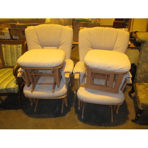 686 - Pair of Modern Rocking Chairs with Stools