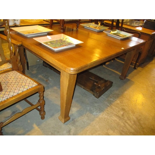 696 - Early 20th Century Oak Extending Dining Table with 2 Leaves and Handle, table 154x120cm, leaves each... 