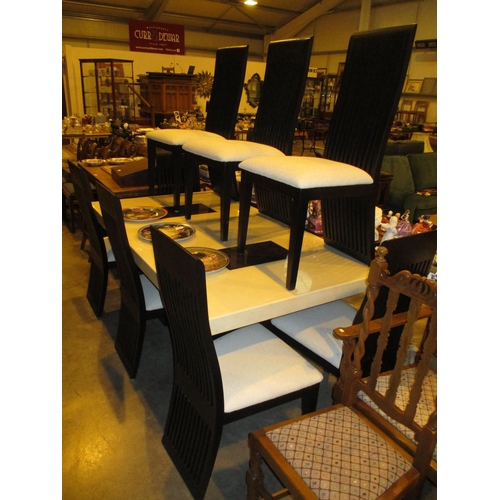 698 - Modern Marble Effect Dining Table with 8 Chairs and Sideboard