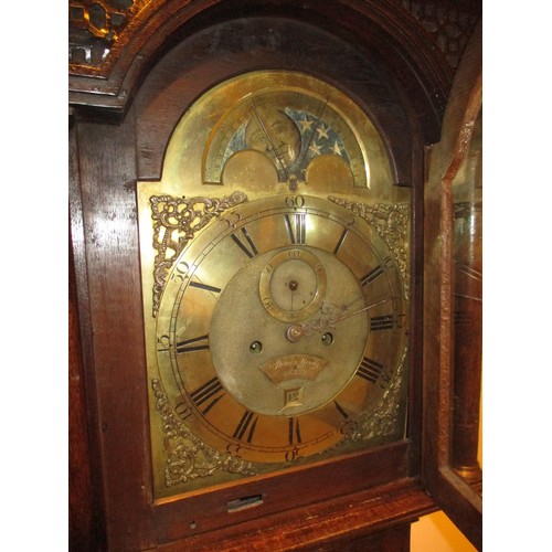 681 - James Young Perth Brass Dial Moonphase 8 Day Oak Longcase Clock