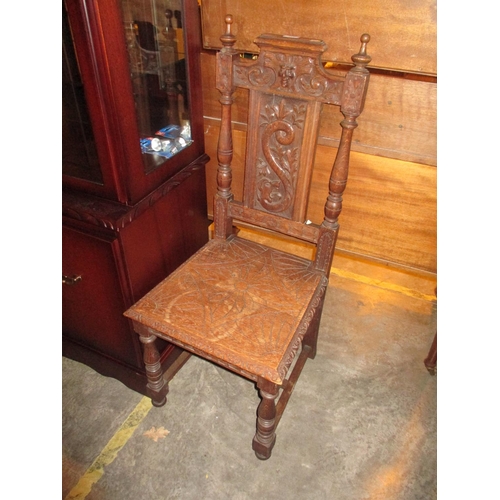 711 - Carved Oak Hall Chair