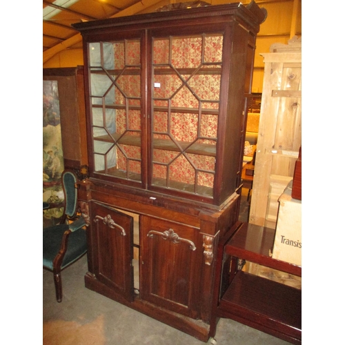 722 - DISPOSED - Victorian Rosewood Cabinet with Astragal Glazed Bookcase Top, 110cm