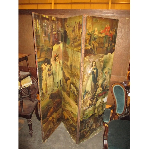 724 - Victorian 3 Fold Dressing Screen