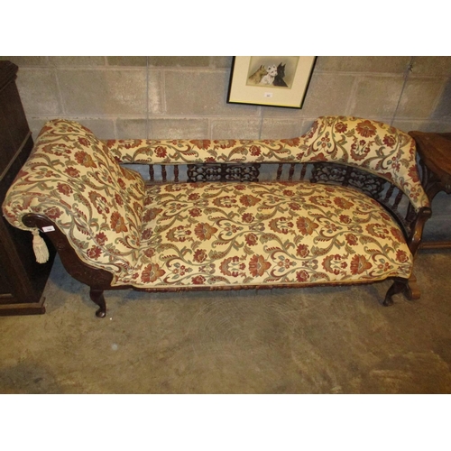 745 - Mahogany Chaise Longue on Cabriole Legs