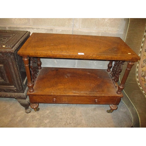 751 - Victorian Inlaid Burr Walnut 2 Tier What Not Table by Johnstone & Jeanes, 67 New Bond Street London,... 