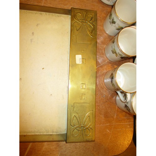 184 - Arts & Crafts Brass Writing Pad, 28.5x45cm