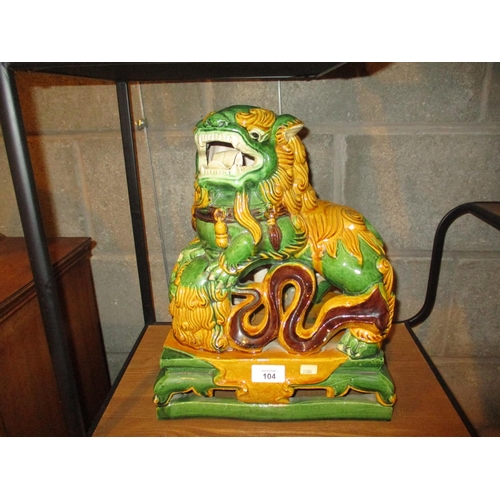 104 - Chinese Glazed Pottery Temple Dog, 37cm