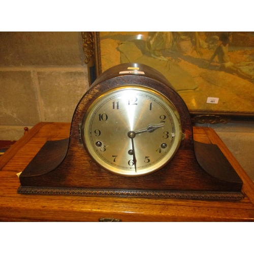 109 - Oak Napoleon Hat Mantel Clock