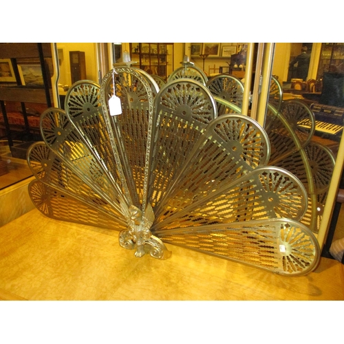 133 - Brass Peacock Fire Screen