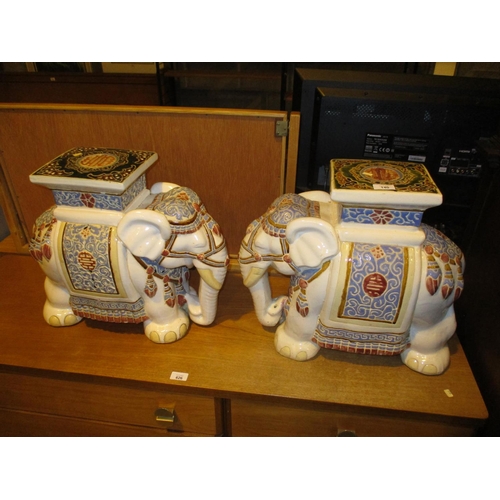 140 - Pair of Chinese Pottery Elephant Stools, each 47x42cm