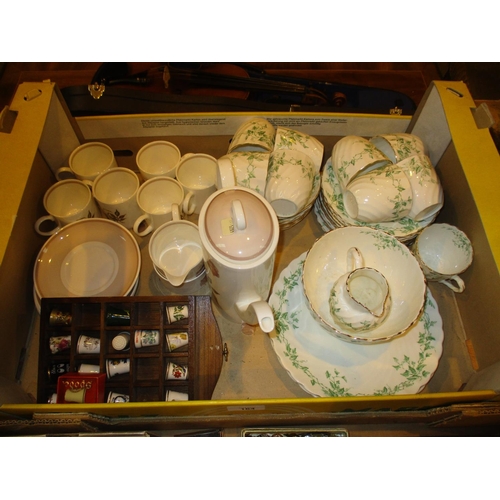 164 - Susie Cooper Coffee Set, Victorian Tea Set and Thimbles