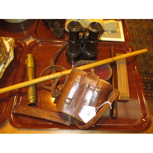 17 - Nautique Military Issue Binoculars, Telescope, Ruler, Razor and Bamboo Swagger Stick