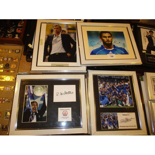 198 - Eight Football Photographs including Jose Mourinho, Chelsea FC, Neymar and Messi