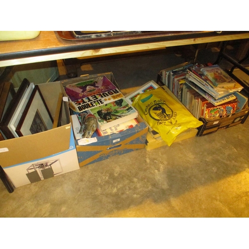 226 - Boxes of Vintage Games, Annuals, Toy Theatre and Pictures