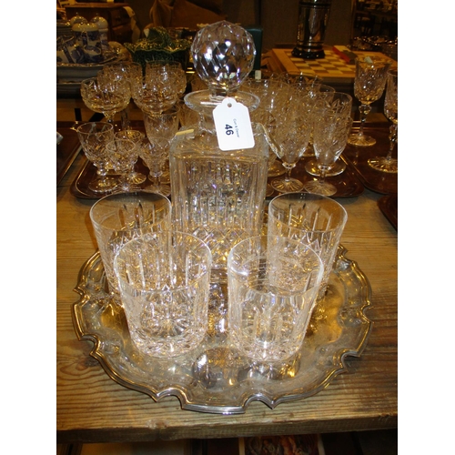 46 - Silver Plated Tray, Crystal Whisky Decanter and 4 Tumblers