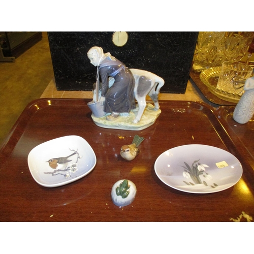51 - Royal Copenhagen Milk Maid with Cow, 2 Dishes and 2 Denmark Animals