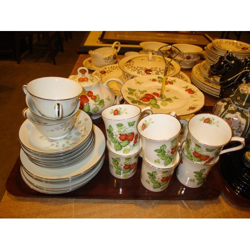 69 - Queens Virginia Strawberry 9 Piece Tea Set and Noritake 18 Piece Tea Set