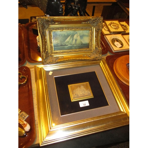 82 - 800 Silver Picture of Padova Basilica, along with a Picture of a Sailing Ship