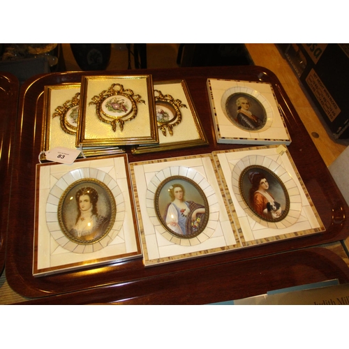 83 - Four Miniature Portrait Pictures and 3 Miniature Plaques