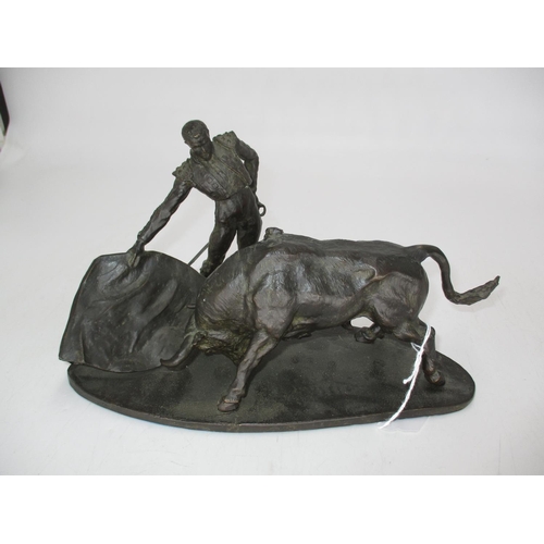 282 - Jose Maria Moreno Bronze Group of Matador and Bull, 24cm long