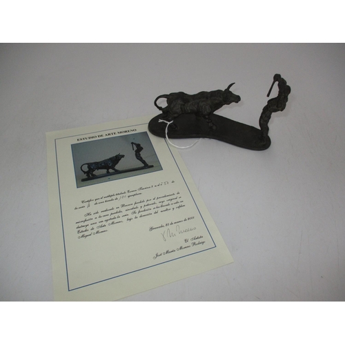 284 - Jose Maria Moreno Bronze Figure of a Bullfighter, No. 37/100 with Certificate, 14cm long