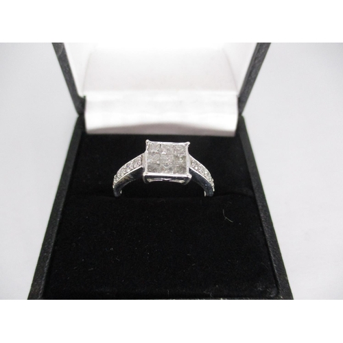 399 - 9ct White Gold Diamond Art Deco Style Ring