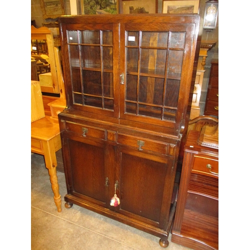 617 - 1930's Oak 4 Door Cabinet, 87cm