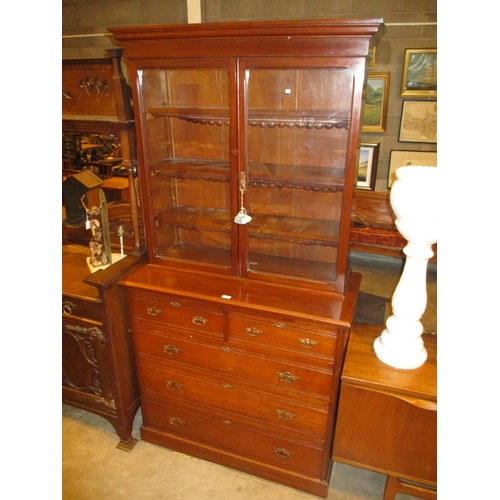 624 - Late Victorian Chest of 5 Drawers with Bookcase Top, 108cm