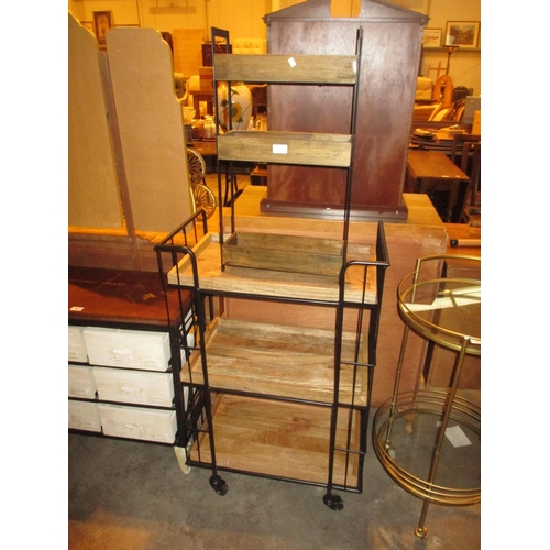 636 - Metal and Wood Trolley Shelves and Small Shelves