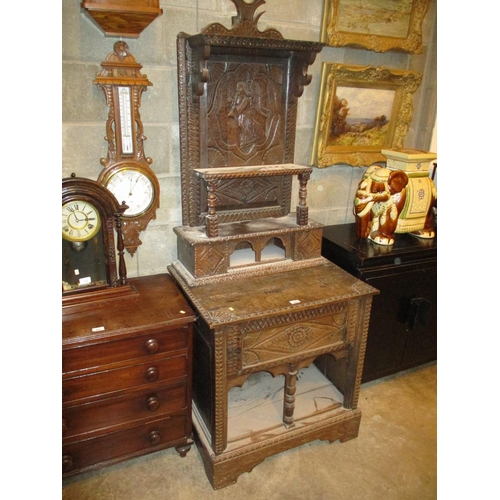 663 - Carved Oak Altar Cabinet, 74cm