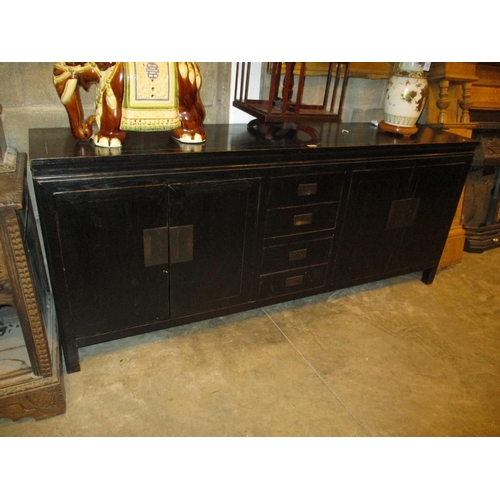 664 - Chinese Ebonised Sideboard, 200cm