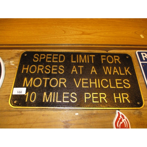 100 - Speed Limit Sign