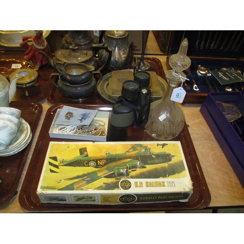 131 - Airfix HP Halifax, Binoculars, Decanter and Costume Jewellery