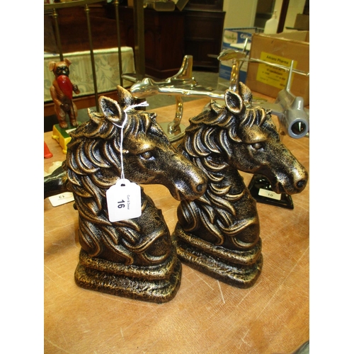 16 - Pair of Horse Head Bookends
