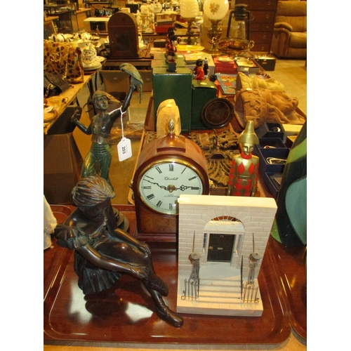 203 - Three Figure Ornaments, Clock and a Bookend