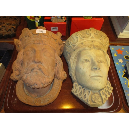 210 - Two Cast Pottery Mask Plaques