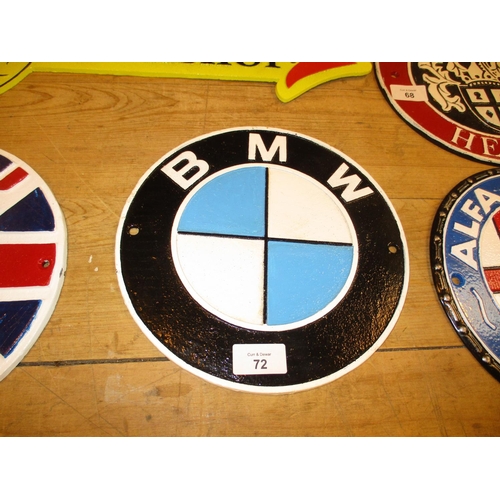 72 - Cast Iron BMW Wall Plaque