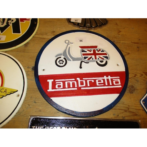 86 - Round Lambretta Wall Plaque