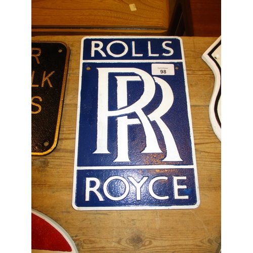 98 - Rolls Royce Wall Plaque