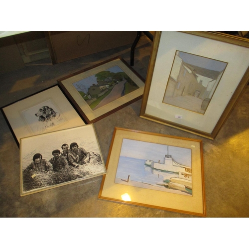 328 - P. Ross Bruce, Pastels, A Close in Kirkcudbright, 29x21cm, along with 2 Similar Pictures, a Signed P... 