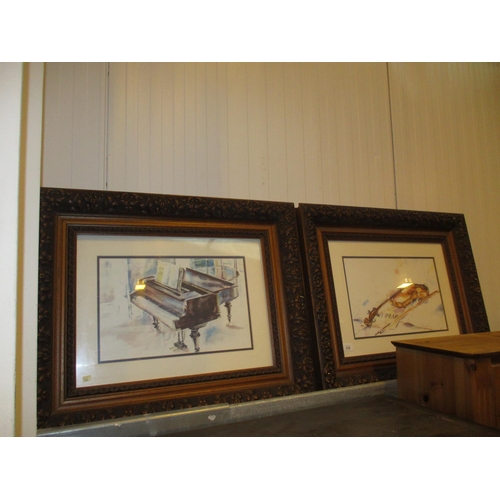 376 - Pair of Framed Prints, a Piano and a Violin