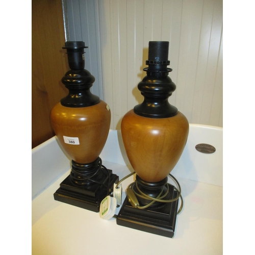 380 - Pair of Wooden Table Lamps